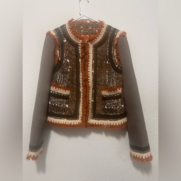 Tory Burch Orange Tweed Blazer Jacket size 6‎ - Picture 7 of 15